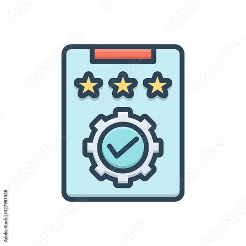 Color illustration icon for review scrutiny