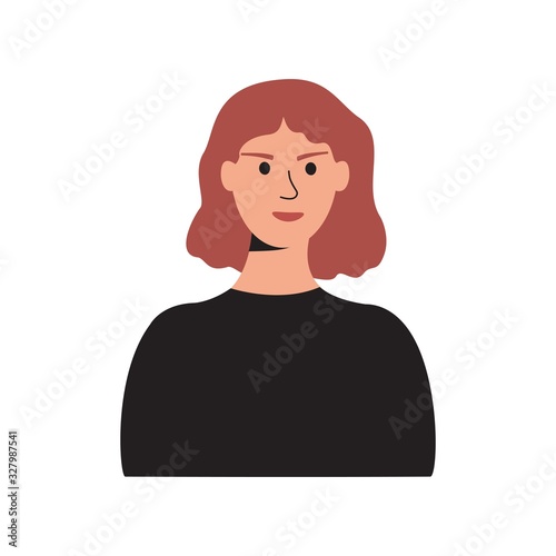 Vector drawing woman, girl in trendy style. For social network icons or web portrait of students, team partners, friends, colleagues