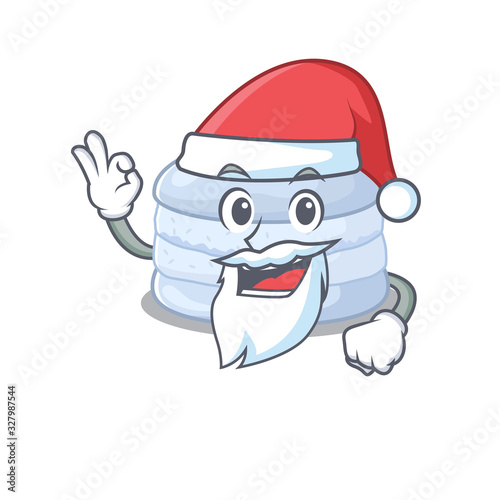 Blueberry macaron in Santa cartoon character style with ok finger © kongvector
