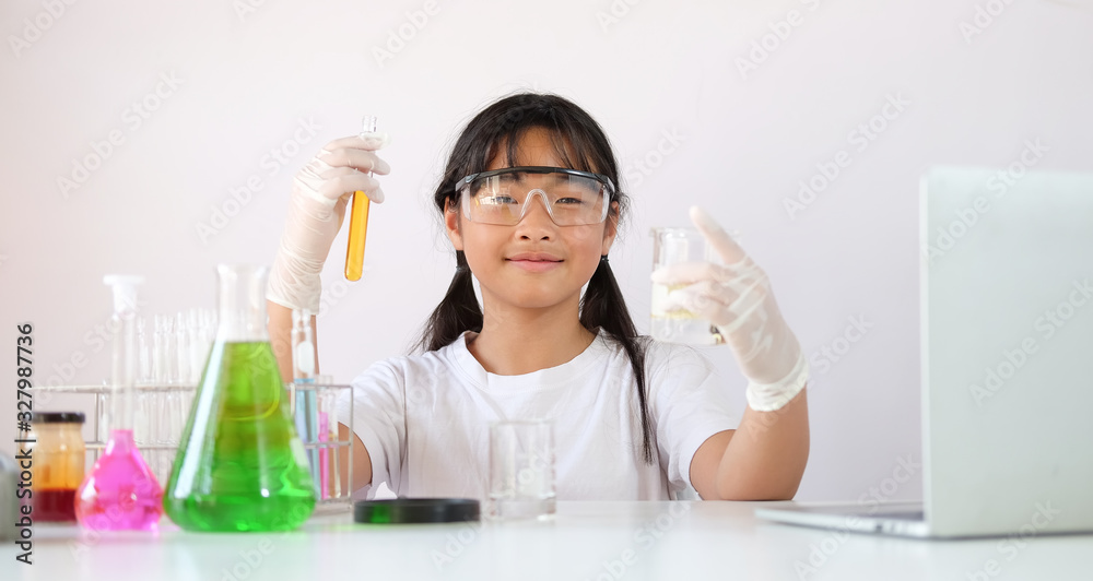 Cropped shot view Kids Education of Laboratory Research - Scientific Glassware For Chemical Background Cropped shot view Kids Education of Laboratory Research - Scientific Glassware For Chemical Background