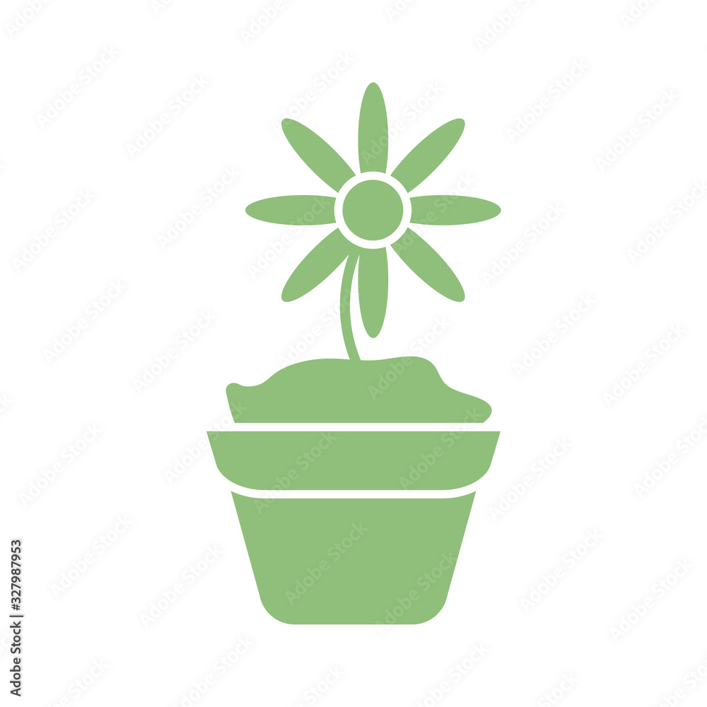 Fototapeta premium beautiful flower in a pot icon, silhouette style