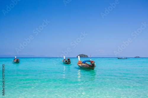 Boat on the waterfront park of the sea, Koh Lipe at Satun in Thailand.