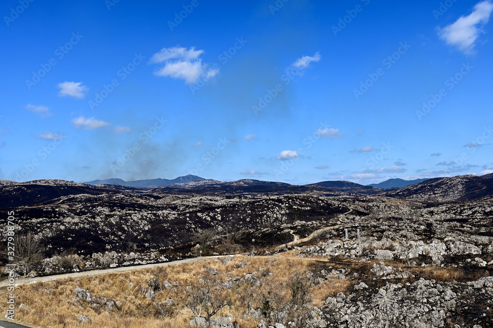 日本最大級のカルスト台地　秋吉台　山焼き