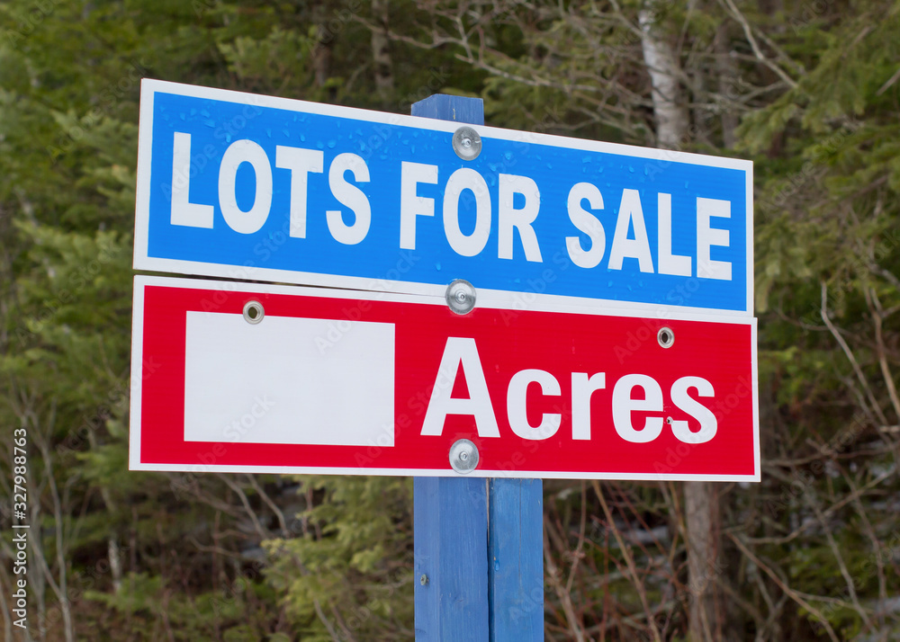 Lots for sale sign in rural location