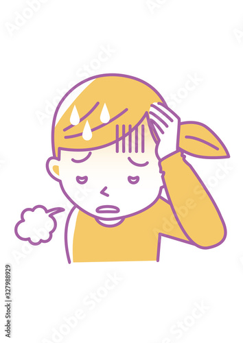 倦怠感のある女性のイラスト