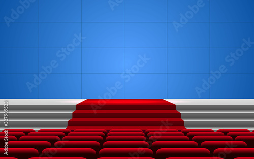 white stage and lcd display background in the hall