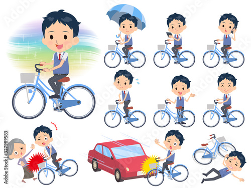 school boy Blue vest short sleeve_city cycle