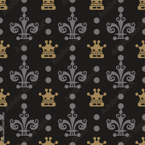 Vintage Pattern With Crowns, seamless pattern, background, texture