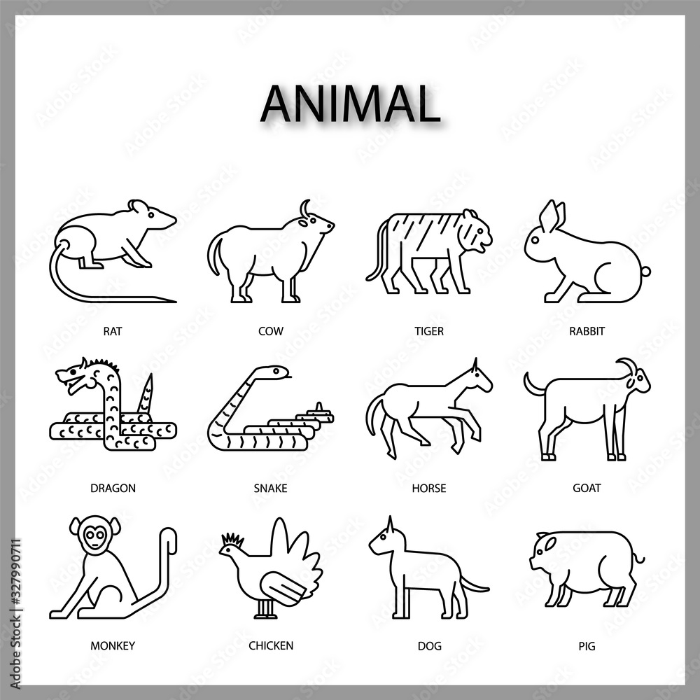 animal icon on white background animal icon on white background