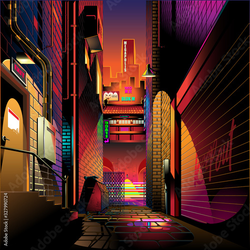 Alley at sunset