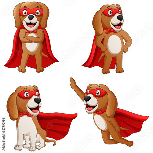 Superhero dog cartoon. Vector illustration