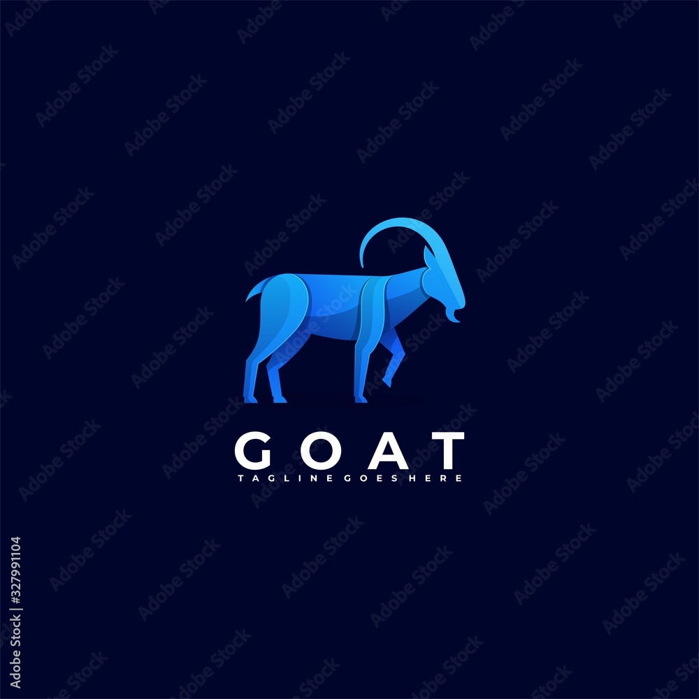 Vector Logo Illustration Goat Gradient Colorful.