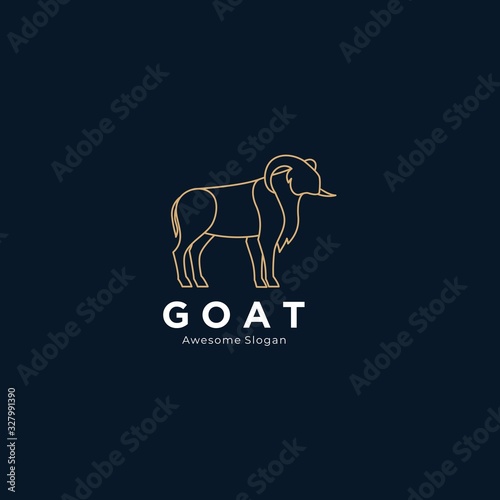 Vector Logo Illustration Goat Line Art Style.