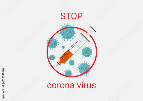 Concept Anti COVID-2019 or corona virus. Stop corona virus vector illustration.