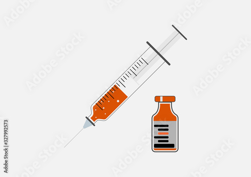 Icon plastic medical syringe and bottle