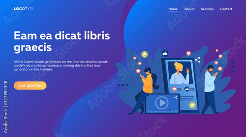 Social media popularity. Users giving likes to picture, post, profile flat vector illustration. Network, internet, blogging concept for banner, website design or landing web page