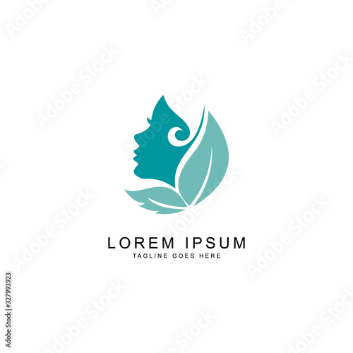 leaf and face logo template