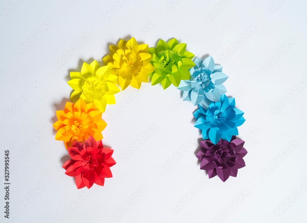 Flower made of paper. Rainbow color. Flower made of paper. Rainbow color.
