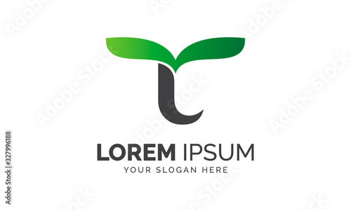 Letter T Initial Nature Leaf Abstract Logo Design Graphic Elements Template Ai