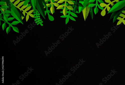 Leaves of paper. Black background.