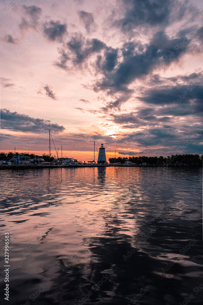 Naklejka premium Light house marine and sunset 