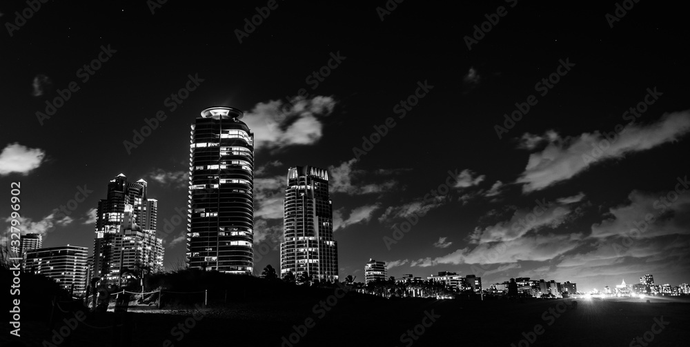 Buildings near miami beach at night