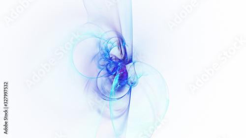 Abstract blue glowing shapes. Fantasy light background. Digital fractal art. 3d rendering.