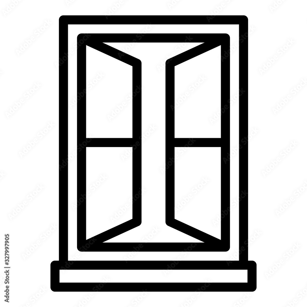 Open window frame icon. Outline open window frame vector icon for web design isolated on white background Open window frame icon. Outline open window frame vector icon for web design isolated on white background
