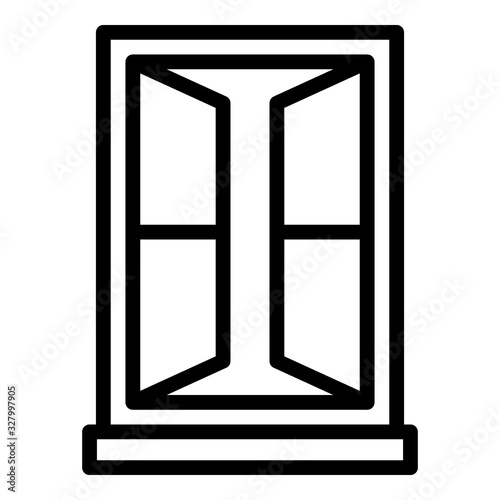 Open window frame icon. Outline open window frame vector icon for web design isolated on white background