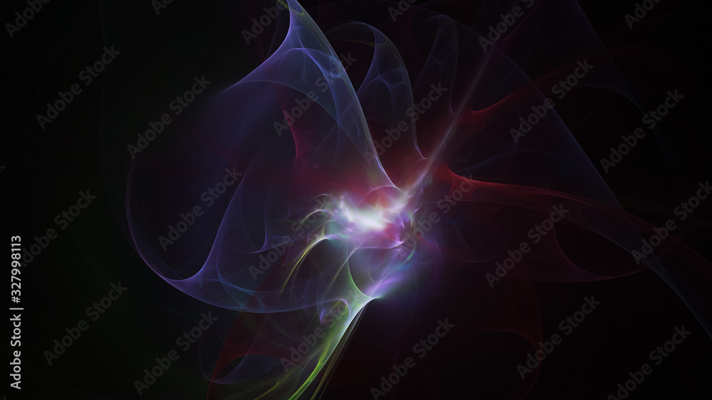 Abstract colorful violet glowing shapes. Fantasy light background. Digital fractal art. 3d rendering.