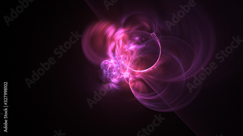 Abstract glowing pink shapes. Fantasy light background. Digital fractal art. 3d rendering.
