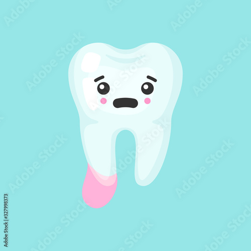 Cystic tooth with emotional face, cute colorful vector icon illustration. Cartoon flat isolated image