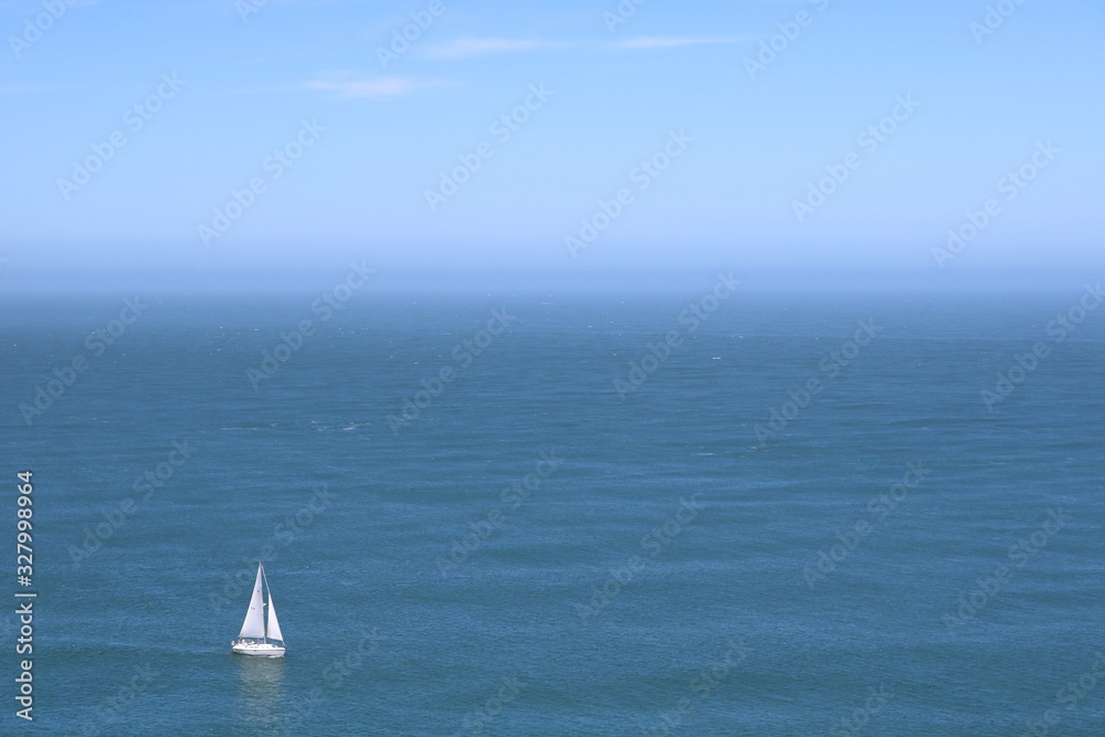 Yacht on waters near Golden Gate Bridge, San Francisco