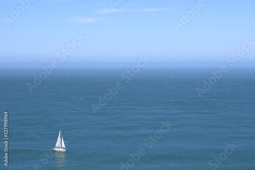 Yacht on waters near Golden Gate Bridge, San Francisco