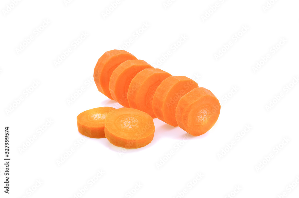 Ripe sliced carrot on white background Ripe sliced carrot on white background