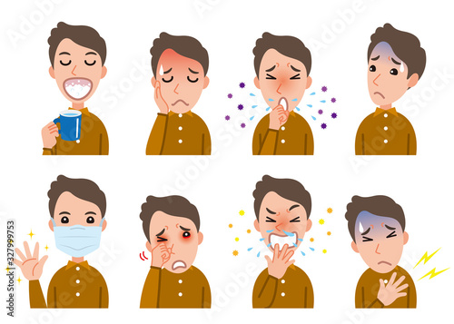 体調不良の男性のイラスト