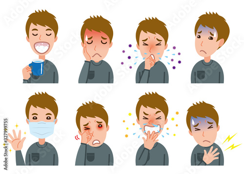 体調不良の男性のイラスト