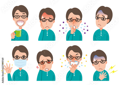 体調不良の男性のイラスト