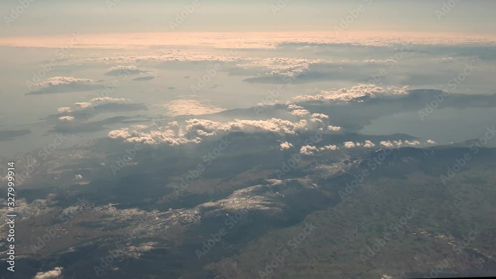Aerial shot from high altitude of Greece Aerial shot from high altitude of Greece