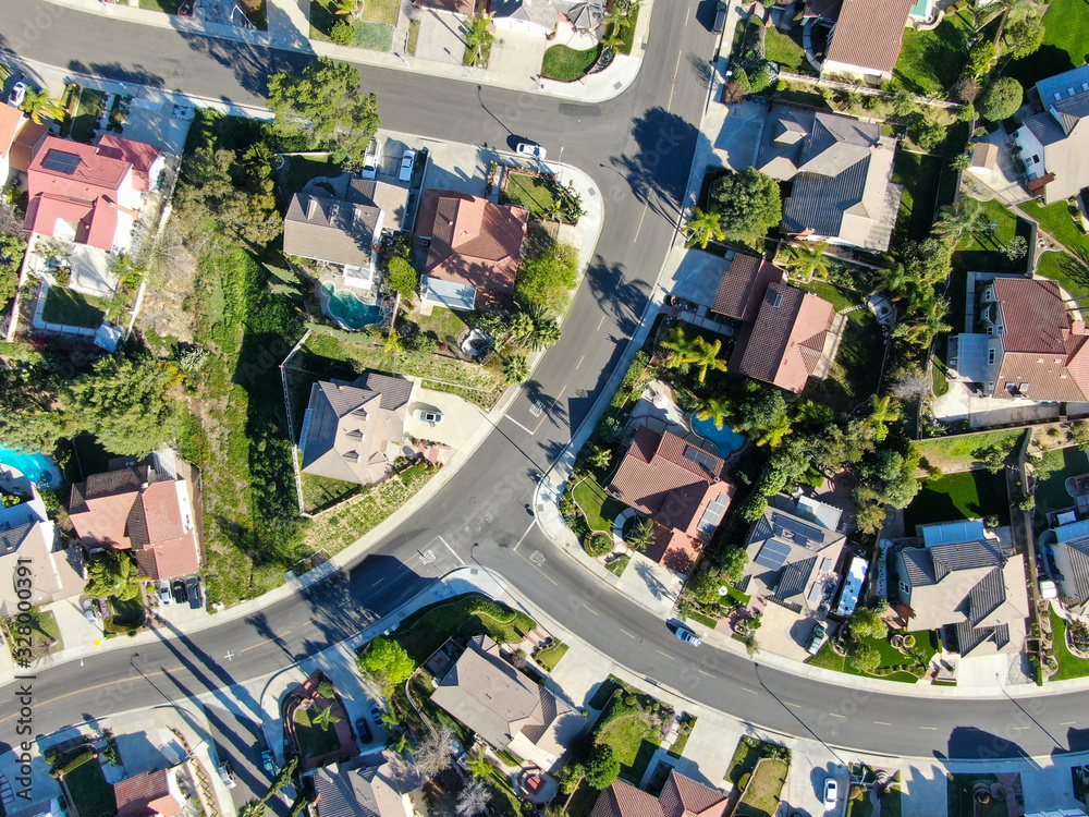 Φωτογραφία Aerial top view of residential subdivision house in Diamond Bar, Eastern Los Ang