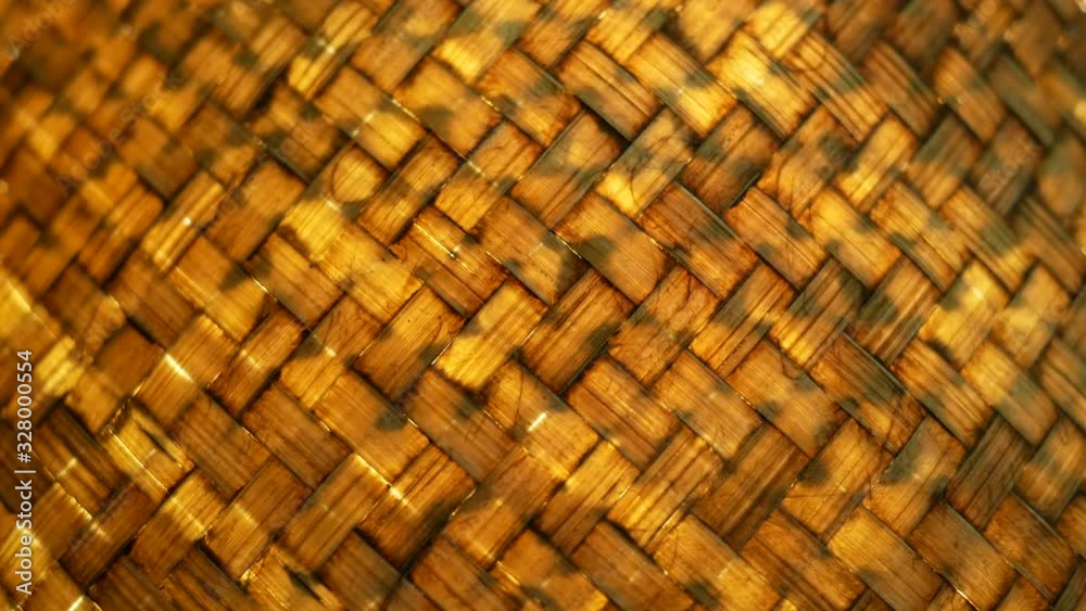 Close up texture of handmade lamp made of wood woven from bamboo sheet.