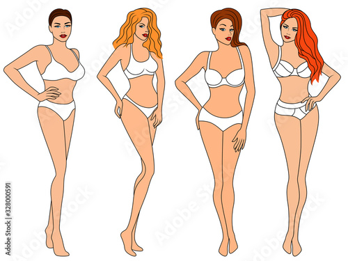Four attractive slim women