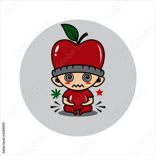 Apple mascot cute characters activity vector illustration