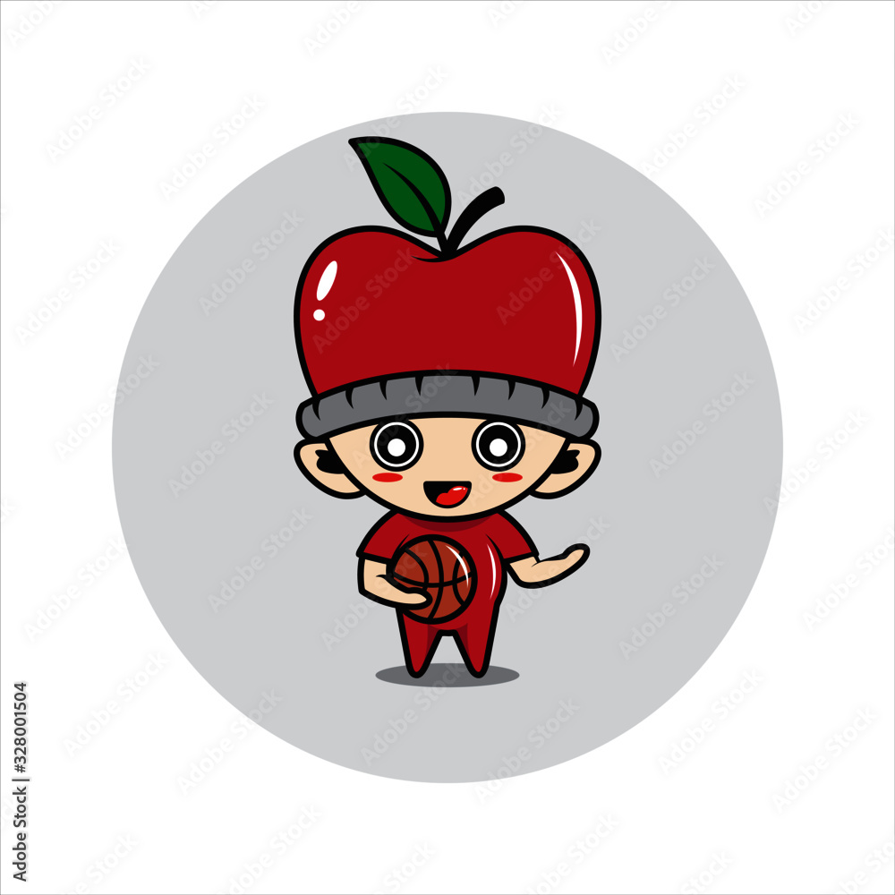 Apple mascot cute characters activity vector illustration Apple mascot cute characters activity vector illustration