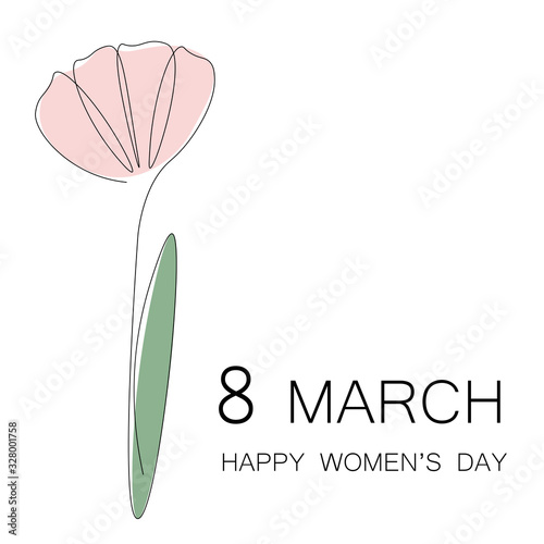 8 march card with flower vector illustration