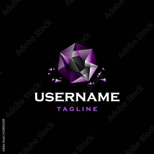 purple violet diamond logo design inspiration . amethyst logo design inspiration . 3d diamond logo design template . chunks of diamond icon
