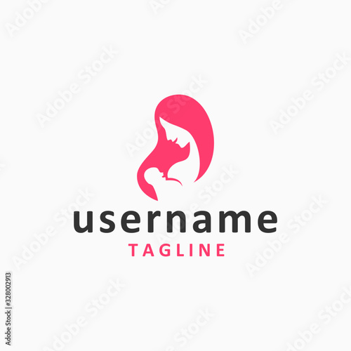 breastfeeding mom logo design inspiration . mom baby logo design tempalte . pink breastfeed logo design 