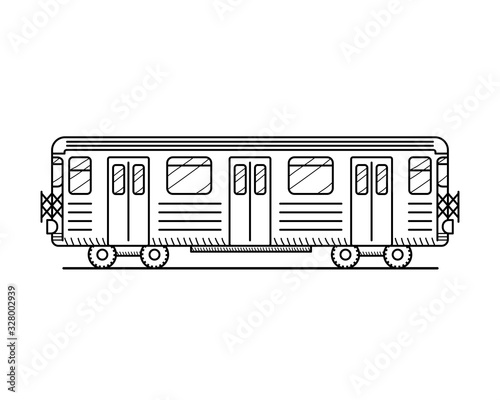 Linear metro train icon isolated on white background. Educational concept for coloring book page for kids