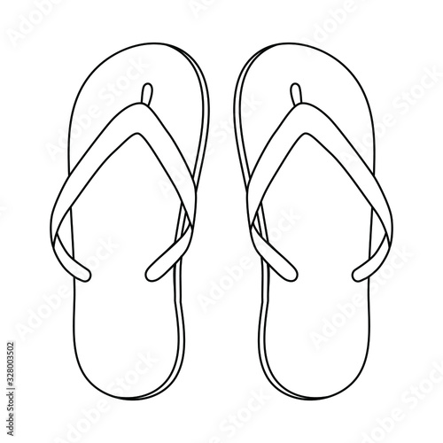 slippers flip flops, blue, cartoony, icon