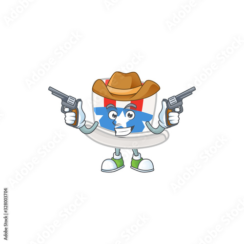 The brave of uncle sam hat Cowboy cartoon character holding guns